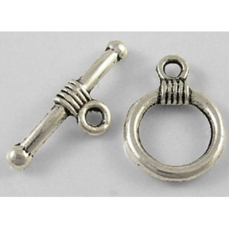 11mm Tibetan Style Silver Plated Toggle Clasps